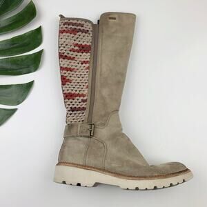 Bionica Dawkins Tall Boots Beige Suede Knit Zip Comfort Waterproof Women's 9.5